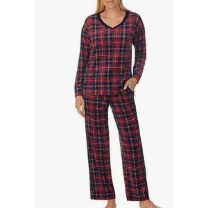 Women's Nautica 2 Piece Fleece Pajama Set Red/Black Plaid Small NWT